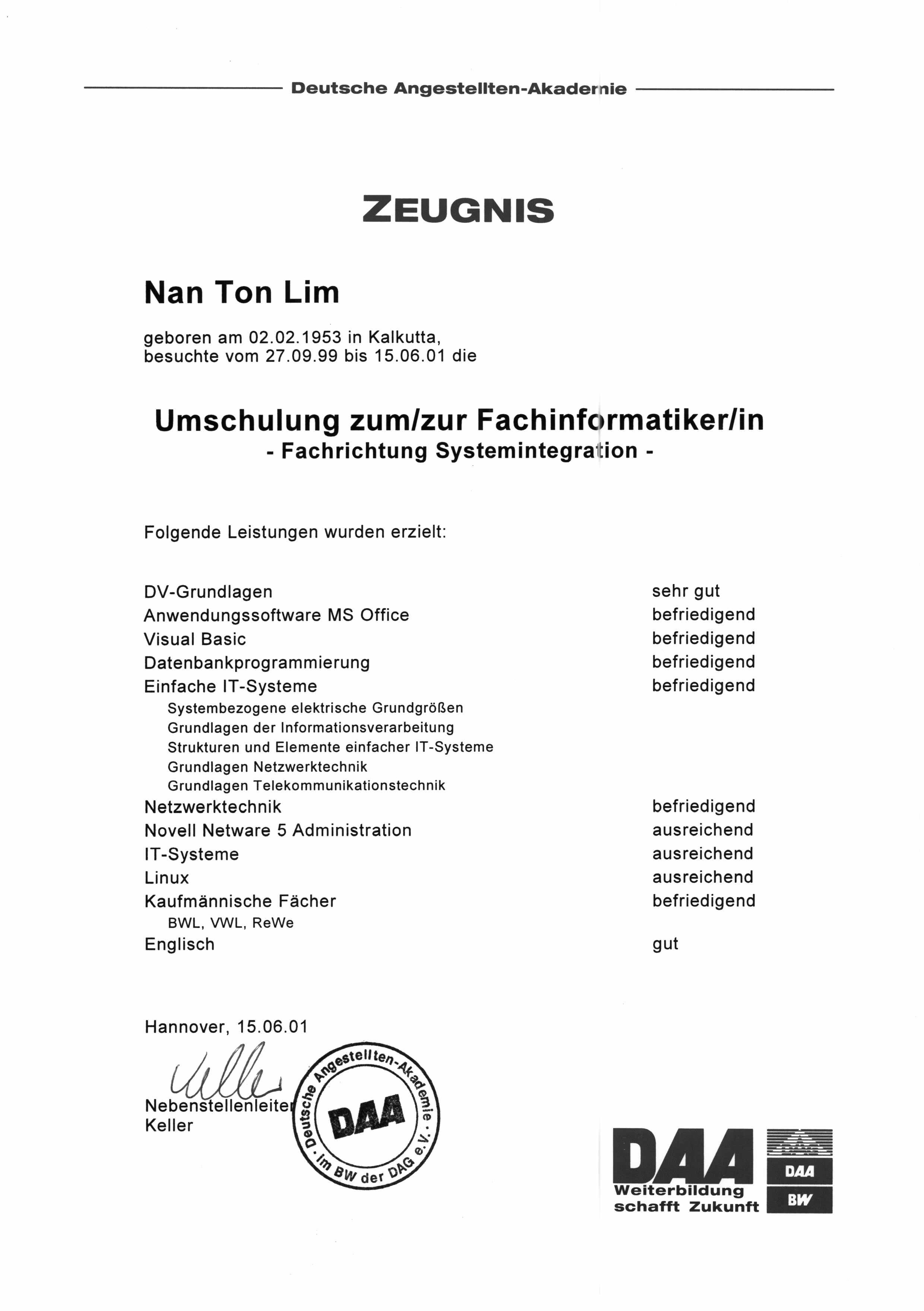 Zeugnisse